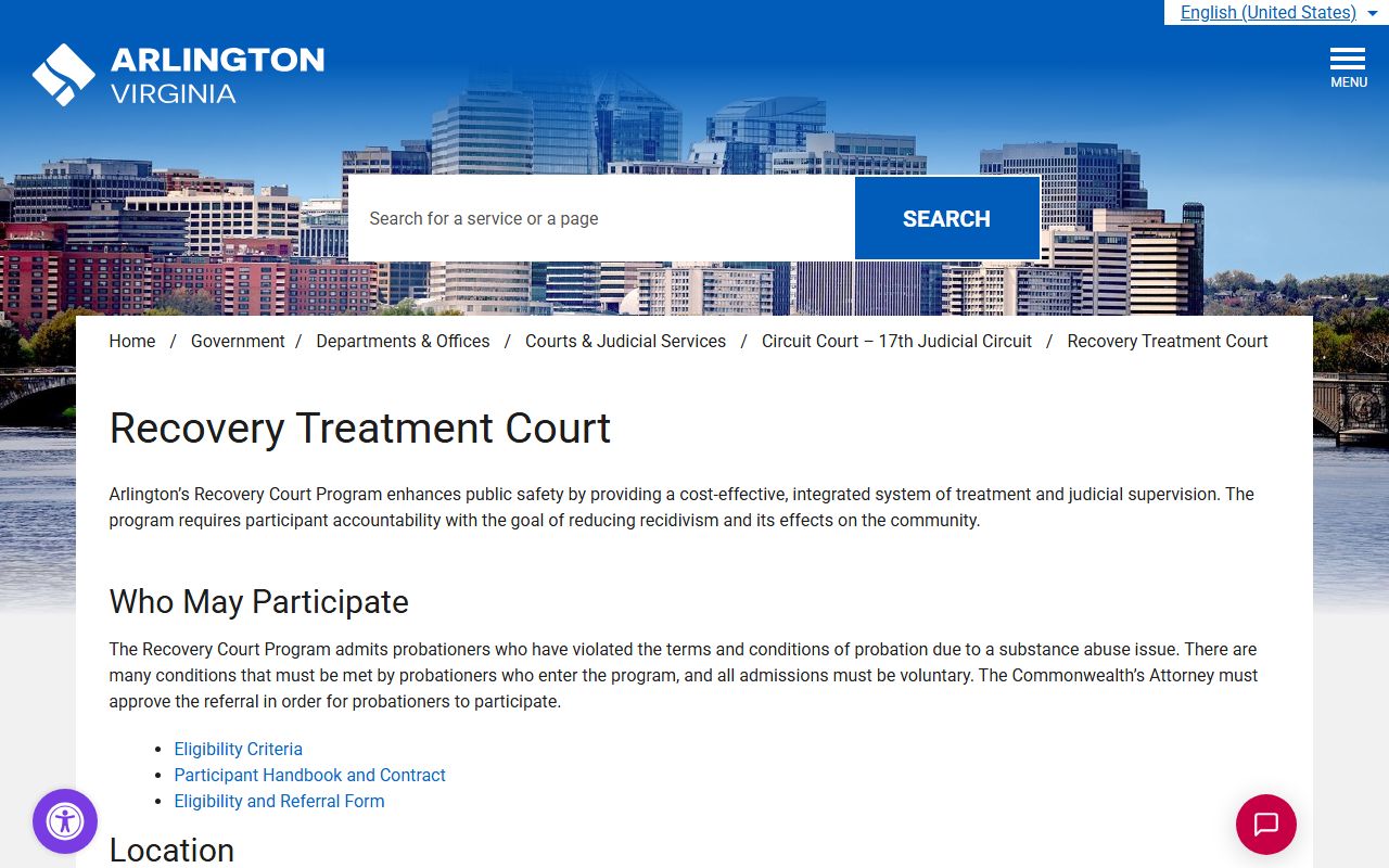 Arlington County Recovery Court Program records and docket page