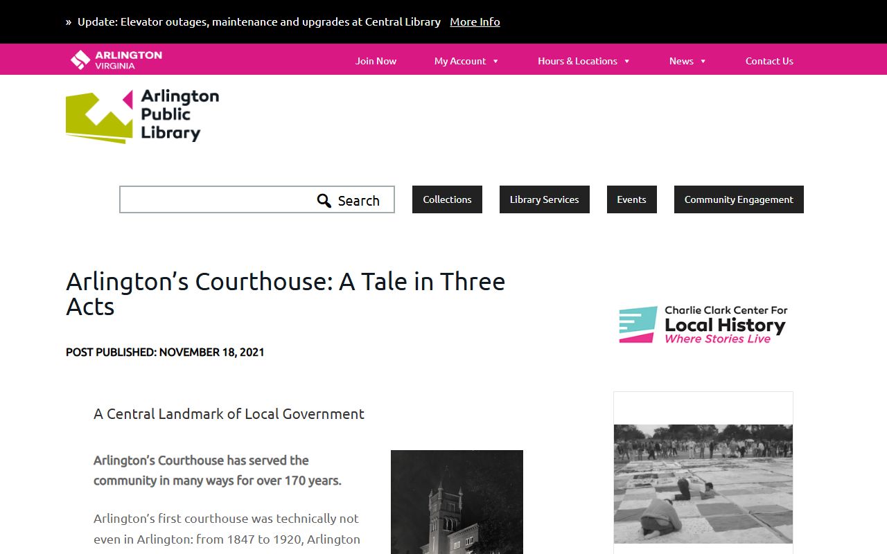 Arlington County courthouse history article for the district courts
